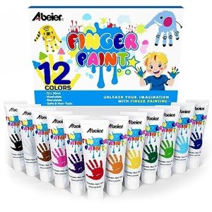 ABEIER Washable Finger Paint Set for Toddlers