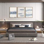 Boho Blue Abstract Canvas Art Set of 3