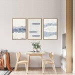 Boho Blue Abstract Canvas Art Set of 3