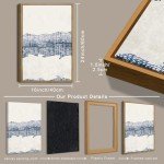 Boho Blue Abstract Canvas Art Set of 3