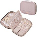 NISHEL Pink Travel Jewelry Organizer Case