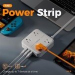 Travel Surge Protector Power Strip with USB Ports