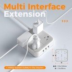 Travel Surge Protector Power Strip with USB Ports