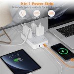 Flat Extension Cord 10 FT with USB Ports