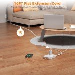 Flat Extension Cord 10 FT with USB Ports