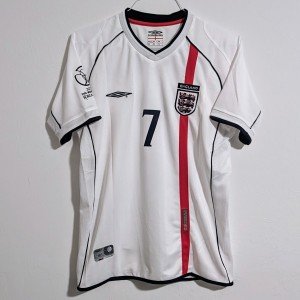 David Beckham 2002 England Retro Soccer Jersey L