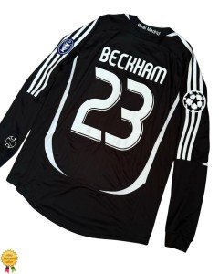 Real Madrid Beckham #23 Long Sleeve Black Jersey