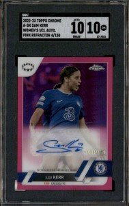 2022 Topps Chrome Sam Kerr UCL Auto Pink Refractor