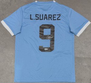 Luis Suarez Autographed Uruguay Soccer Jersey