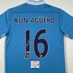 Signed Sergio Aguero Manchester City Blue Jersey