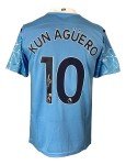 Sergio Aguero Autographed Manchester City Soccer Jersey