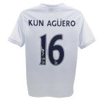 Sergio Aguero Autographed Manchester City Jersey #16