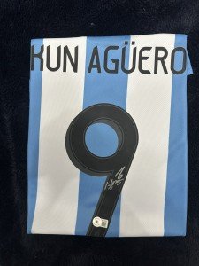 Sergio Aguero Signed Blue Manchester Soccer Jersey