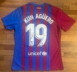 Sergio Aguero Autographed Barcelona Soccer Jersey