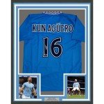 Framed Kun Aguero Autographed Man City Jersey