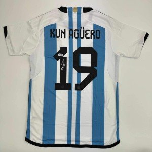 Sergio Kun Aguero Autographed Argentina Soccer Jersey