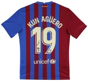 Authentic Sergio Aguero Signed Barcelona Nike Jersey