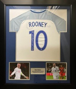 Wayne Rooney Signed Framed Jersey - New England