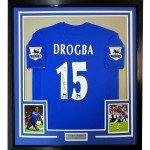 Framed Autographed Didier Drogba Chelsea Jersey