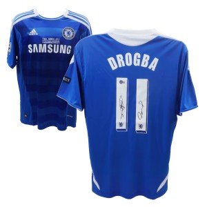 Signed 2012 UCL Chelsea Jersey by Torres & Drogba