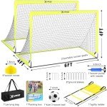 Portable Kids Soccer Goals - Set of 2, 6x4 ft