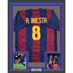 Framed Andres Iniesta Barcelona Reprint Jersey