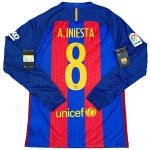 Barcelona Home Jersey #8 A. Iniesta - Small Long Sleeve