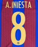 Barcelona Home Jersey #8 A. Iniesta - Small Long Sleeve