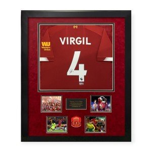 Virgil Van Dijk Autographed Framed Liverpool Jersey