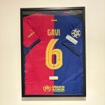 Framed Barcelona Gavi Soccer Jersey