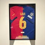 Framed Barcelona Gavi Soccer Jersey