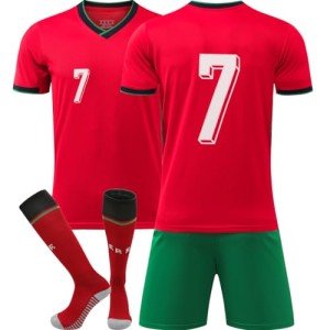 2024 Youth Boys #7 Red Soccer Jersey Set