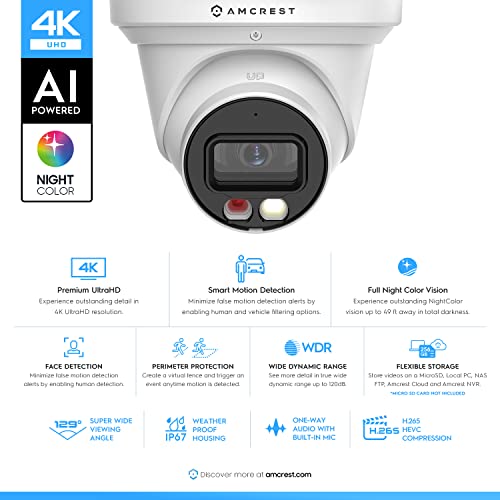 Rawrr 4K AI Outdoor Security Camera with Nightcolor