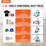 VEVOR 5-in-1 Heat Press Machine, 15x15 Inch
