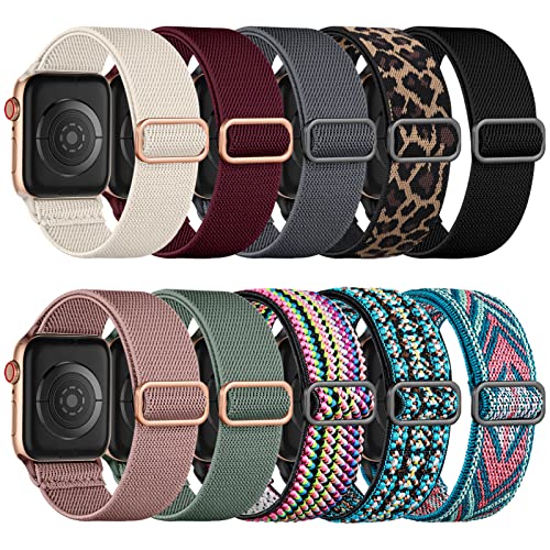 Maledan 10 Pack Stretchy Nylon Bands for Apple Watch