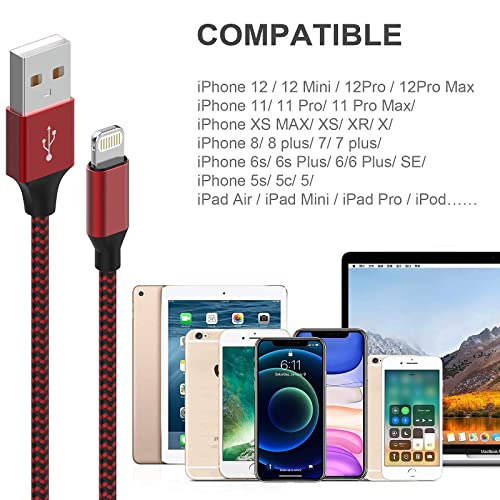 Apple MFi Certified 6-Pack Nylon Braided iPhone Chargers