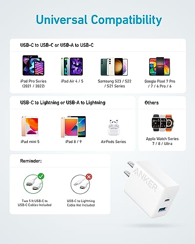 Anker 20W Dual Port iPhone 15 Charger Pack