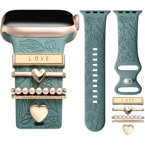Flower Engraved Silicone Apple Watch Band for Women