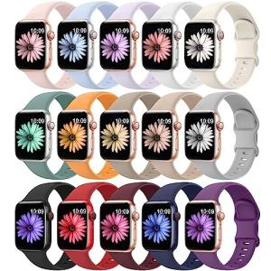15 Soft Silicone Bands for Apple Watch 40-45mm