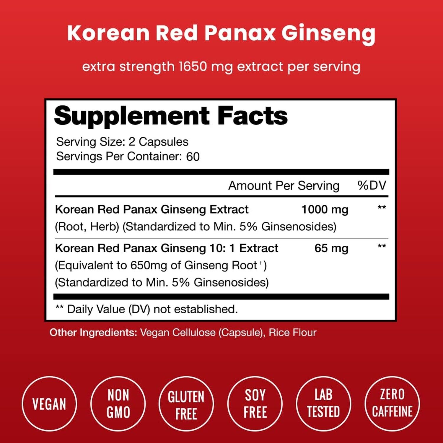 120 Vegan Capsules of NutraChamps Red Ginseng