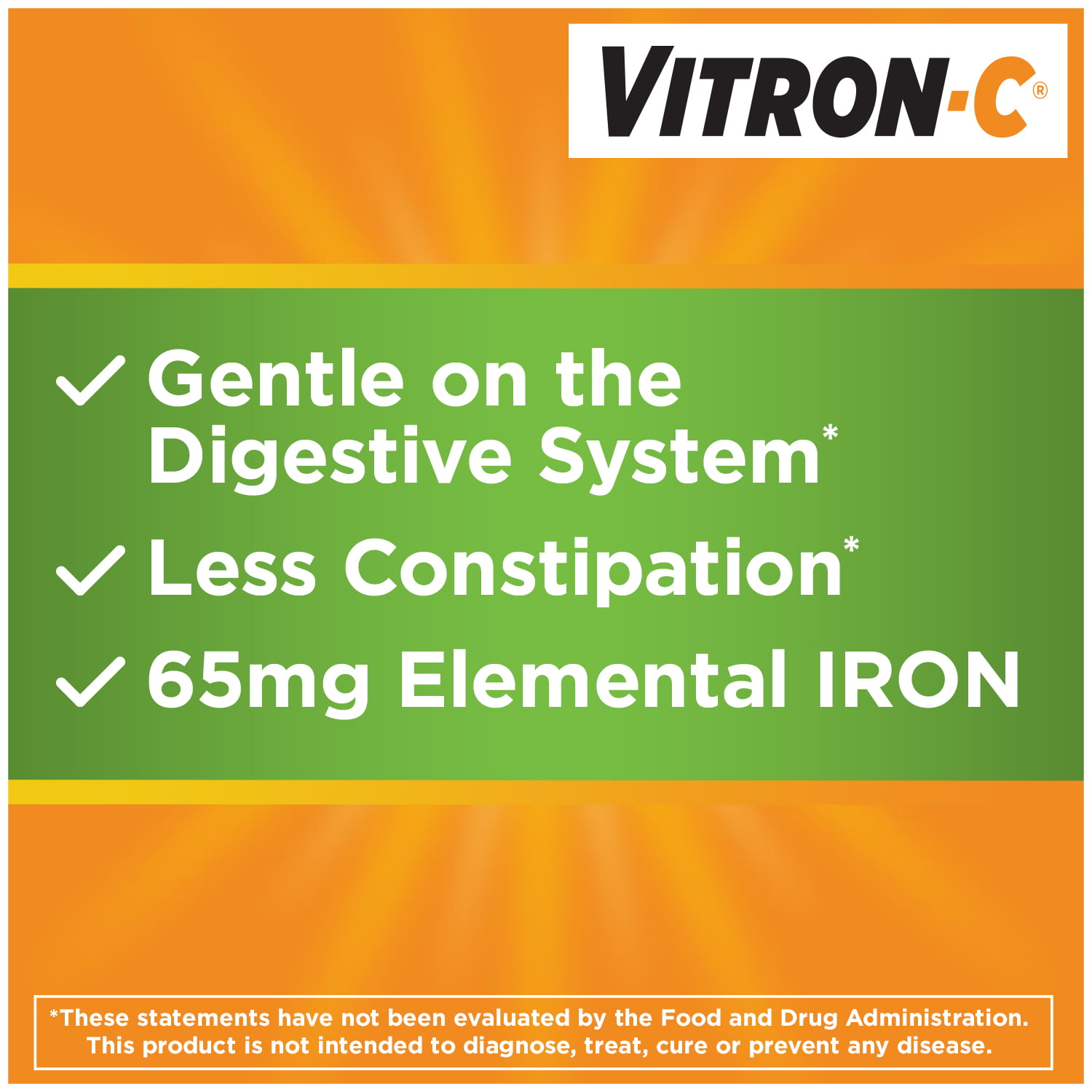 High-Potency Vitron-C Iron Supplement, 60 Count