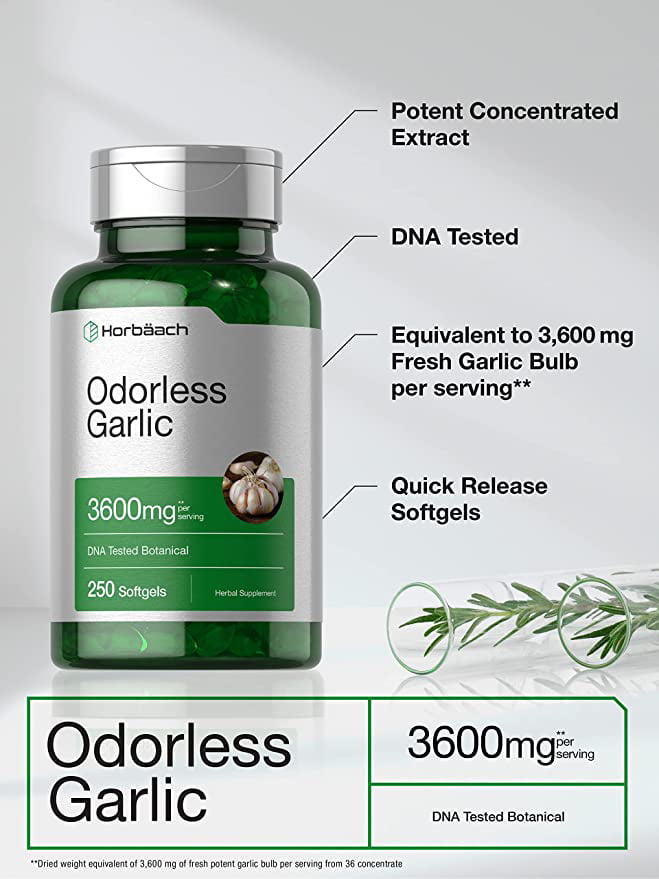 3600mg Odorless Garlic Softgels | Non-GMO, Gluten-Free