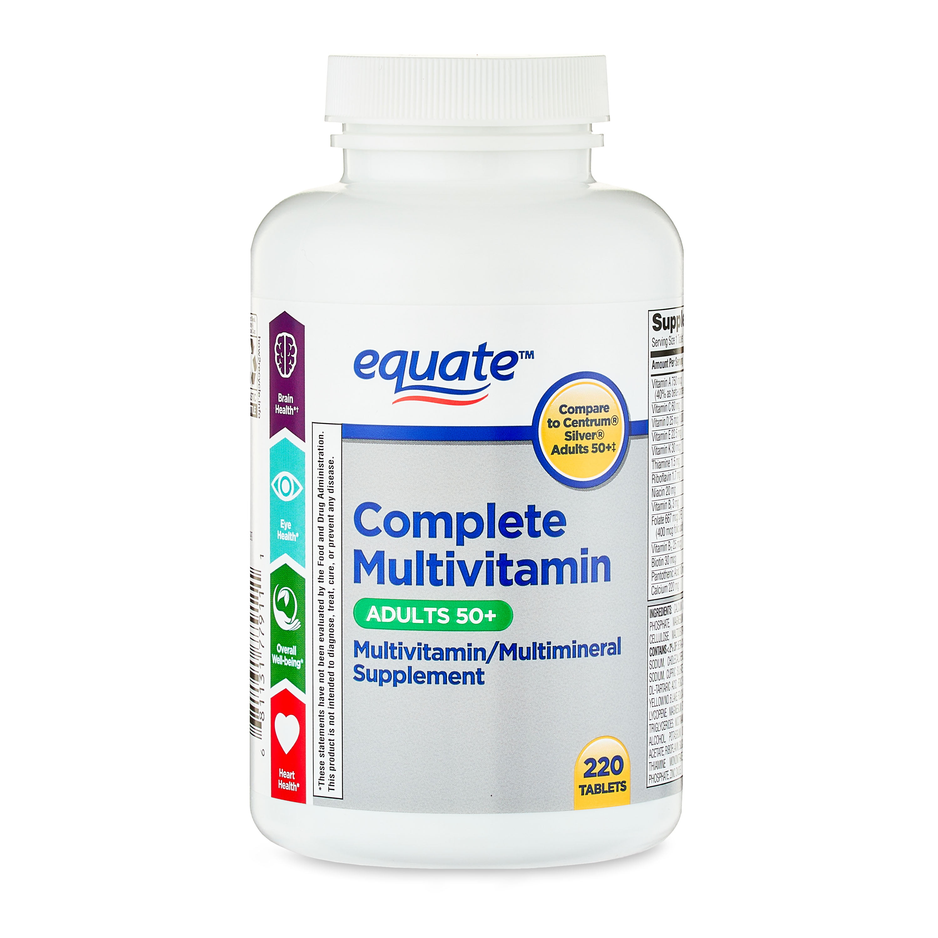 Complete Multivitamin/Multimineral Supplement Tablets, Adults 50+, 220 Count