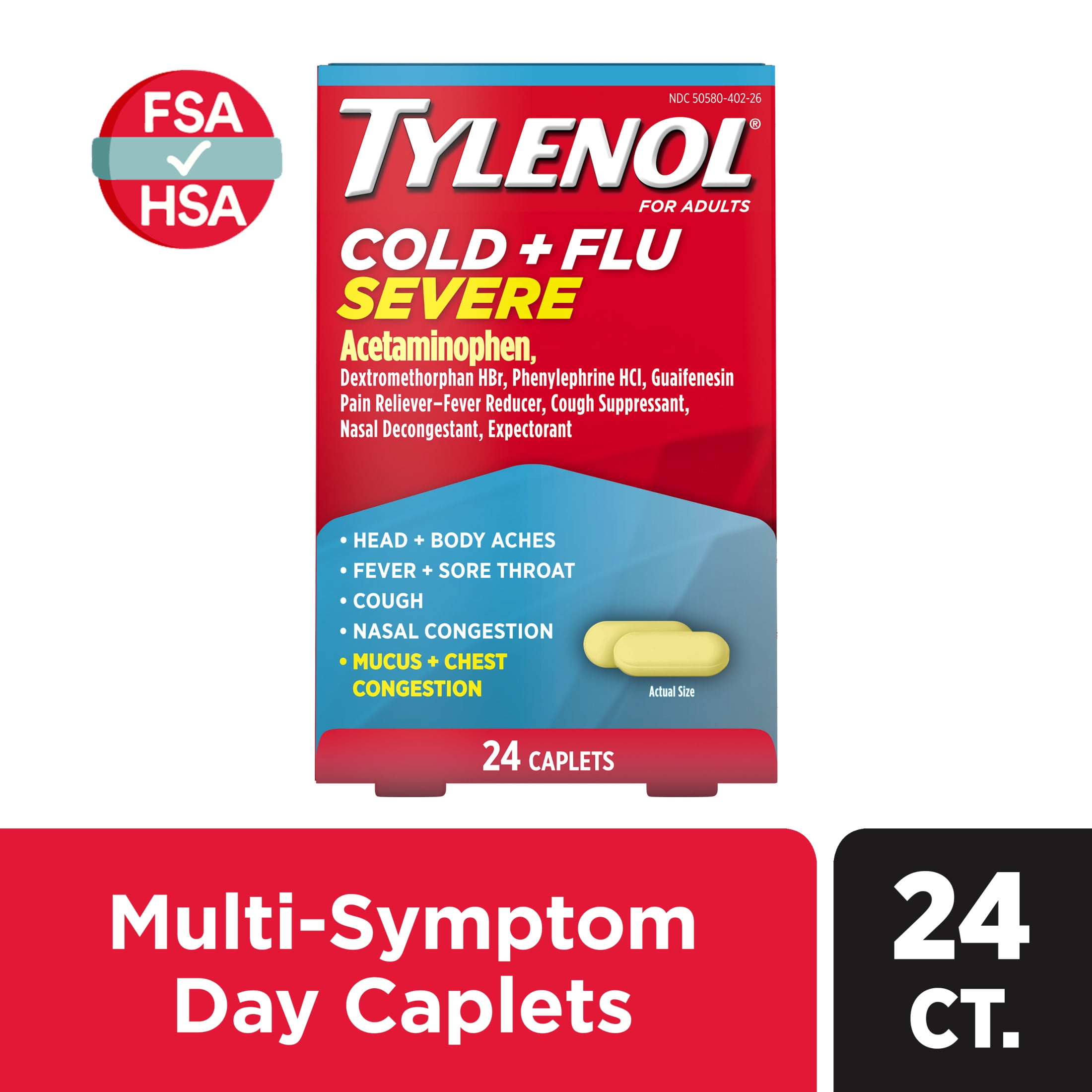 Tylenol Cold + Flu Severe Caplets, 24 ct