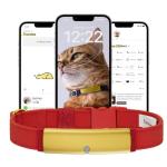 Smart Cat Collar Health Tracker with Alerts (Red)