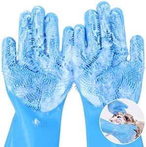 Silicone Pet Grooming Gloves for Bathing & Massage