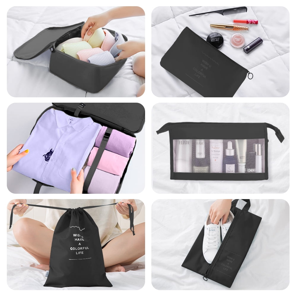 8-Piece Travel Packing Cubes Set - Black