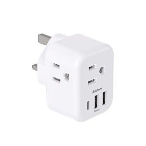 Addtam Type G Plug Adapter with USB Ports