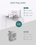 Addtam Type G Plug Adapter with USB Ports
