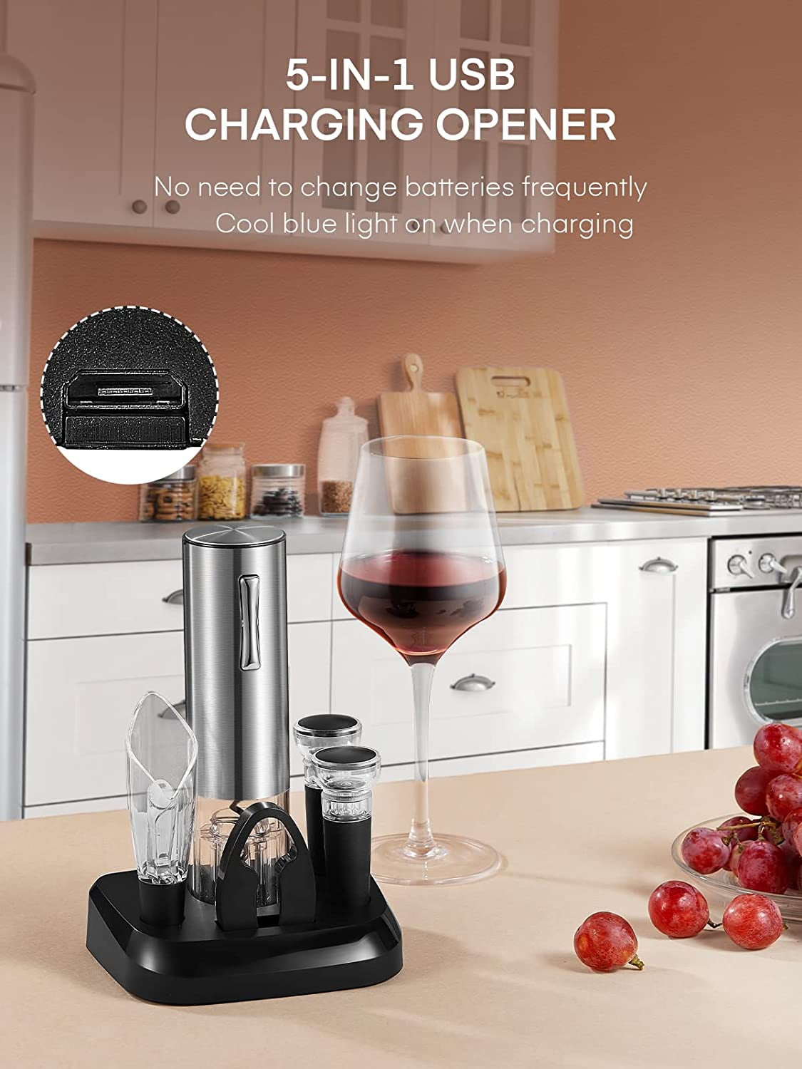 Cordless Electric Wine Opener with Charging Base